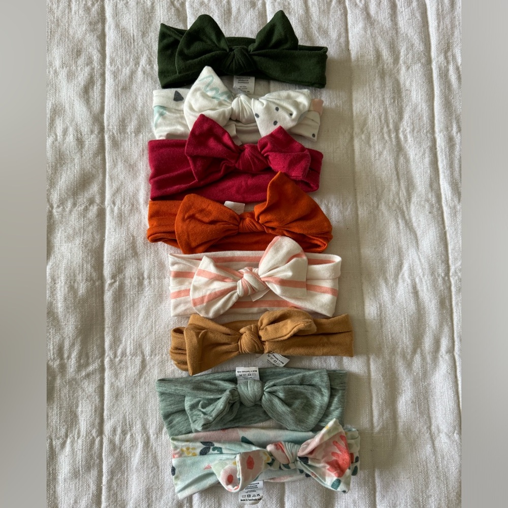 8 copper pearl headband bows.